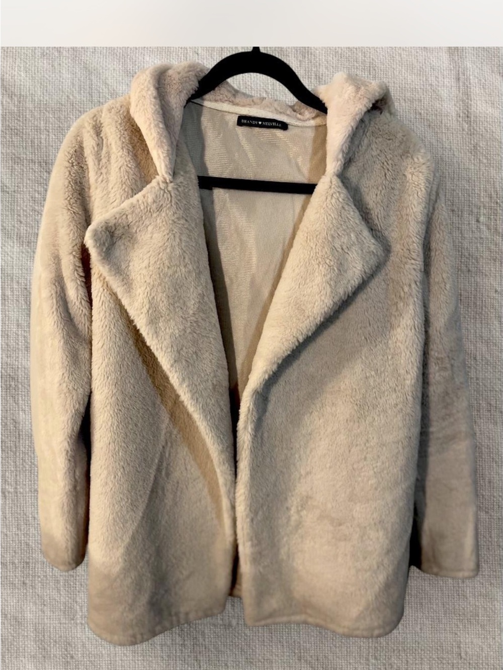 Brandy Melville Cozy Cream Teddy Jacket with Hood